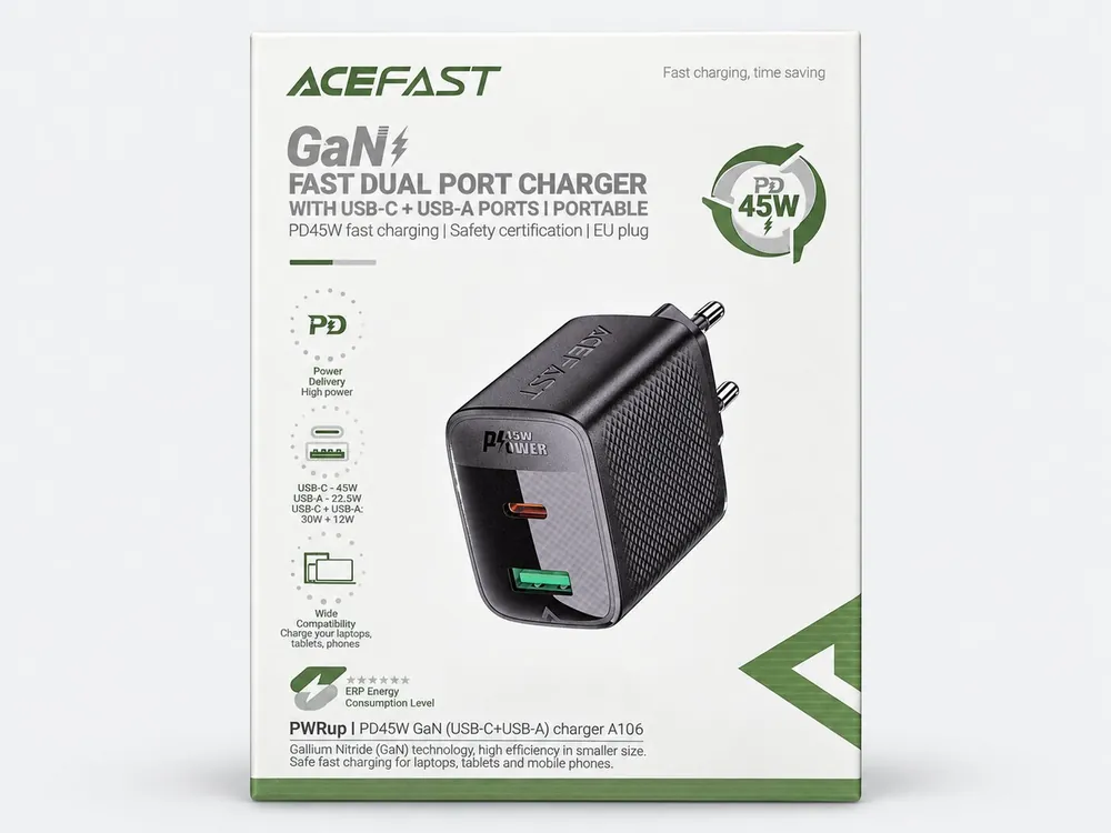 Acefast מטען קיר Acefast GaN כפול 45W