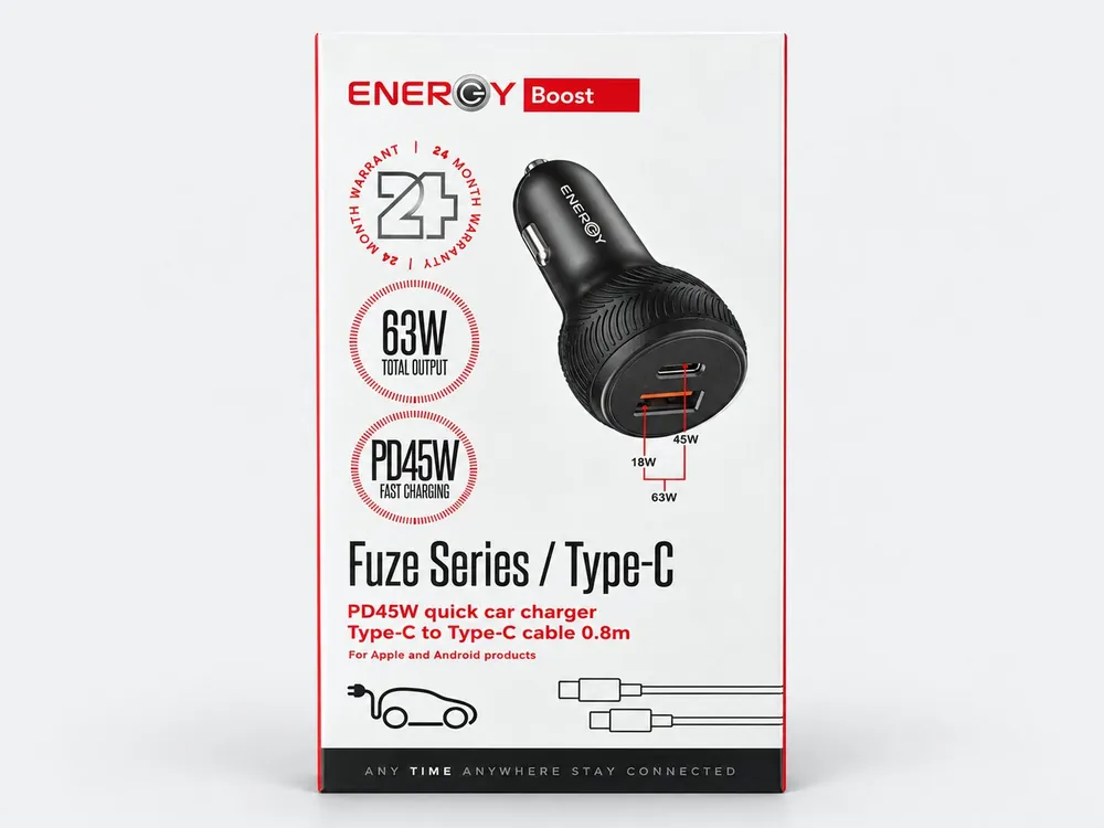 Energy Boost מטען רכב Energy Boost Fuze 63W