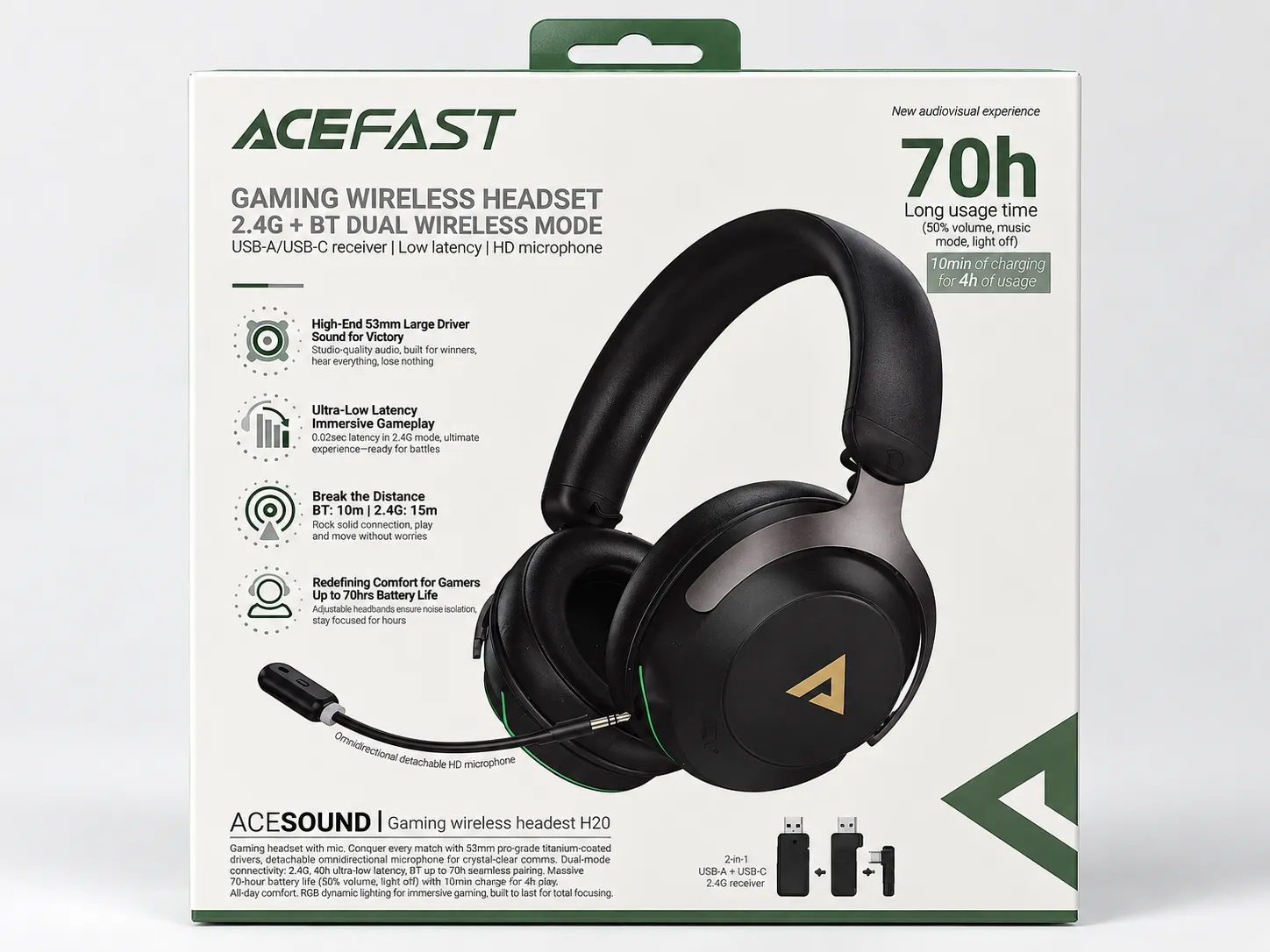 Acefast אוזניות גיימינג Acefast H20 RGB
